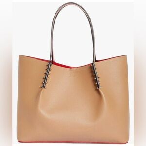 Christian Louboutin Cabarock
Spiked Calf Leather Large Tote in Fennec